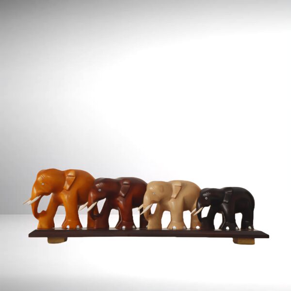 Studio Room Gray Background Wooden Elephant in row