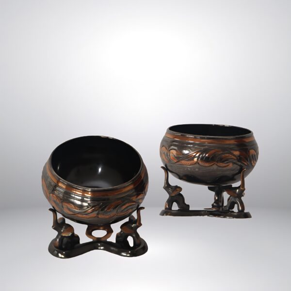 Brass Three Elephant and Bowl