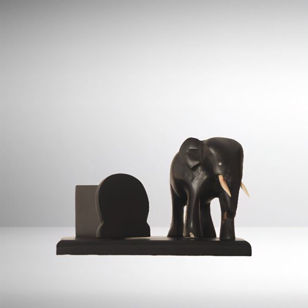 Wooden Pen Holder With Elephant